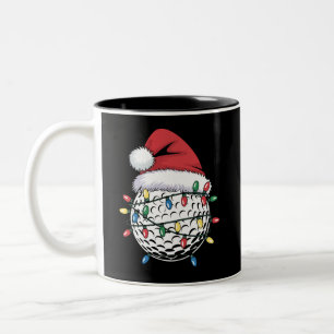 Golfball-Santa-Hut-Weihnachten-Golf-Xmas-Lichter Zweifarbige Tasse