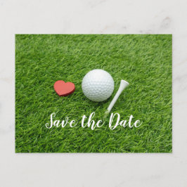 Golfball SAVE THE DATE mit Tee und Liebe Postkarte
