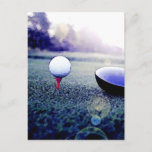 Golfball & Schläger Postkarte (Vorderseite)