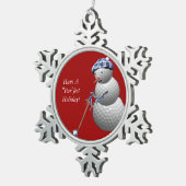 Golfball-Schneemann Schneeflocken Zinn-Ornament (Rechts)