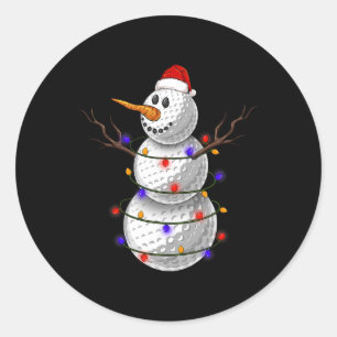 Golfball-Schneemann-Weihnachtslichter Lustiger Sch Runder Aufkleber