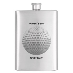 Golfball - schreiben Sie Ihren eigenen Text Flachmann