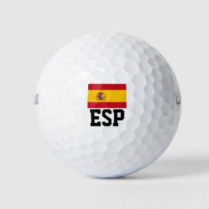 Golfball-Set unter spanischer Flagge Spanischer Golfball