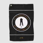 Golfball Spaß Golfer Pub Monogram Black Orange Golfhandtuch (Vorderseite)