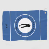 Golfball Spaß Golfer Pub Monogramm Blau Golfhandtuch (Horizontal)