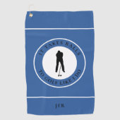 Golfball Spaß Golfer Pub Monogramm Blau Golfhandtuch (Vorderseite)