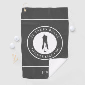 Golfball Spaß Golfer Sport Pub Monogram grau Golfhandtuch (Insitu)