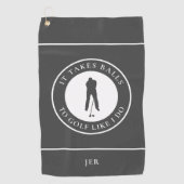 Golfball Spaß Golfer Sport Pub Monogram grau Golfhandtuch (Vorderseite)