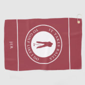 Golfball Spaß Golfer Sport Pub Monogram Red Golfhandtuch (Horizontal)