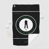 Golfball Spaß Golfer Sportpuffer Monogram Black Golfhandtuch (Insitu)