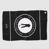 Golfball Spaß Golfer Sportpuffer Monogram Black Golfhandtuch (Horizontal)