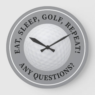 Golfball-Sport-Golf-Zitat Moderne Trendige Grau Große Wanduhr