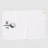 Golfball-Tee mit personalisiertem Anfangsmonogramm Golfhandtuch (Horizontal)