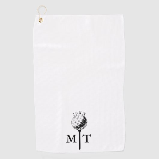 Golfball-Tee mit personalisiertem Anfangsmonogramm Golfhandtuch (Vorderseite)