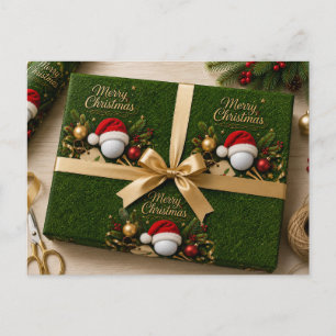 Golfball trägt Weihnachtsmannmütze zu Weihnachten