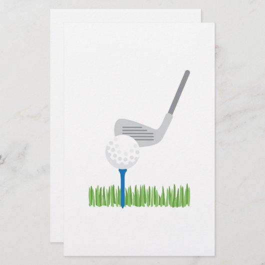 Golfball u. Eisen Briefpapier (Vorne/Hinten)