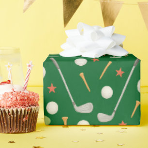 Golfball und Abschlag für Golfer auf Grün Geschenkpapier