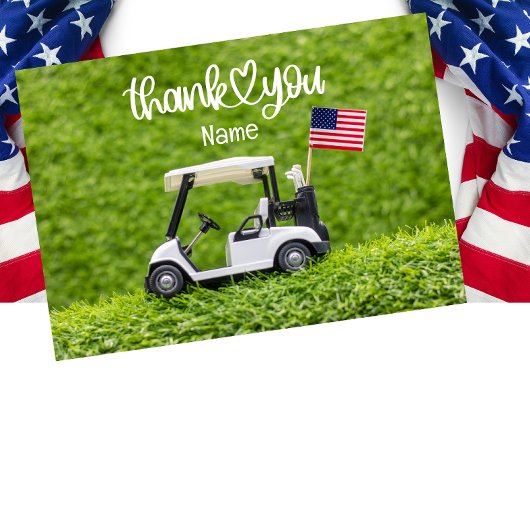 Golfball und amerikanische Flagge Dankeskarte