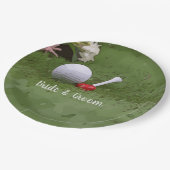Golfball und Blume mit Liebe Pappteller (Schrägansicht)