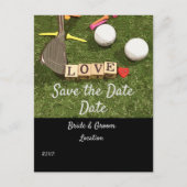 Golfball und bunte T-Shirts und Eisen Save the Dat Postkarte (Vorderseite)