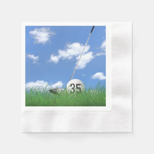 Golfball und Club zum 35. Geburtstag Serviette (Vorderseite)