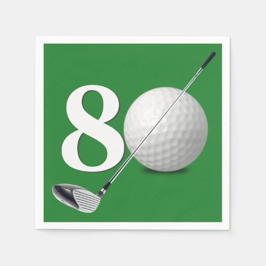 Golfball und Club zum 80. Geburtstag Serviette (Vorderseite)