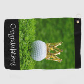 Golfball und Diamantkrone gratulieren Golfer Golfhandtuch (Horizontal)