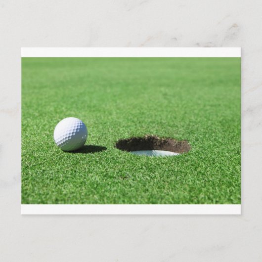 Golfball und Loch Postkarte (Vorderseite)