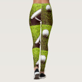 Golfball und Putter auf grünem Gras Leggings (Rückseite)