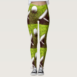 Golfball und Putter auf grünem Gras Leggings