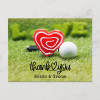 Golfball und Rotes Herz mit Liebe auf Hochzeit