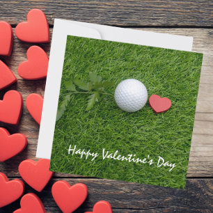Golfball und Rotes Herz mit Liebe Valentinstag Feiertagskarte