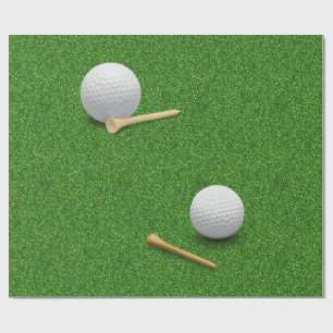 Golfball und Tee auf grünem Gras Hintergrund Geschenkpapier
