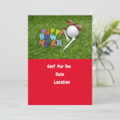 Golfball und tee Happy New Year Par Tee Golfer Einladung (Stehend Vorderseite)