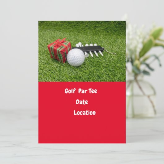 Golfball und tee Happy New Year Par Tee Golfer Einladung (Stehend Vorderseite)