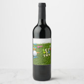 Golfball und Tee ließ uns Party Golfer Weinetikett (Vorderseite)