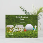 Golfball und Tee mit Bier Par T-Shirt Einladung (Stehend Vorderseite)