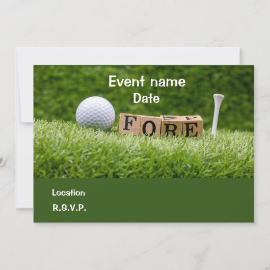 Golfball und Tee mit Bier Par T-Shirt Einladung (Vorderseite)