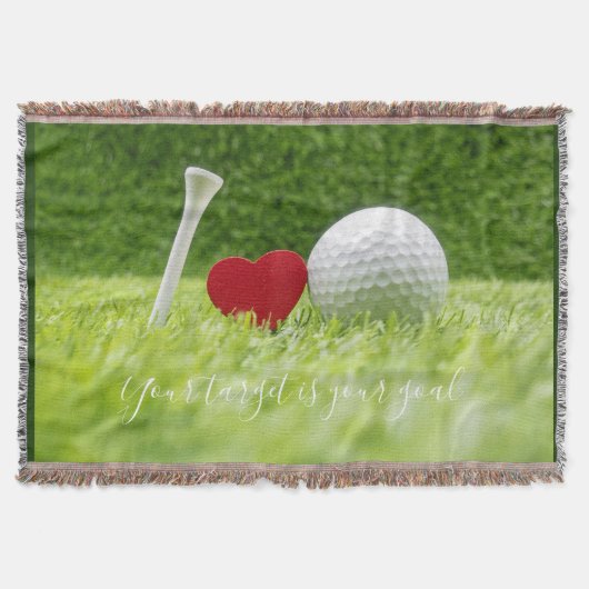Golfball und Tee mit Liebe auf grünem Gras Decke (Vorderseite)