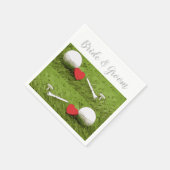 Golfball und Tee mit Liebe für Golferhochzeit Serviette (Ecke)