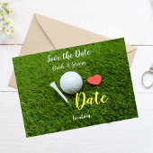 Golfball und Tee mit Liebe Save the Date Einladung
