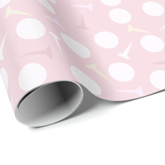 Golfball- und Tee-Muster Hellrosa Geschenkpapier (Rolleneckpunkt)