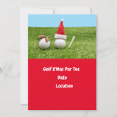 Golfball und Weihnachtsmannmütze für den Weihnacht Einladung (Vorderseite)