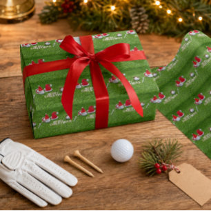 Golfball und Weihnachtsmannmütze für Golfer Weihna Geschenkpapier