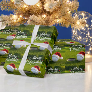 Golfball und Weihnachtsmannmütze für Golfer Weihna Geschenkpapier