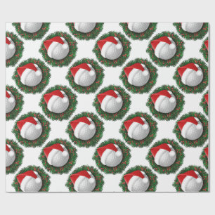 Golfball- und Weihnachtsmannmütze-Geschenkpapier Geschenkpapier