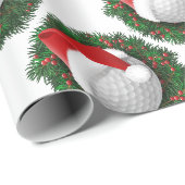 Golfball- und Weihnachtsmannmütze-Geschenkpapier Geschenkpapier (Rolleneckpunkt)