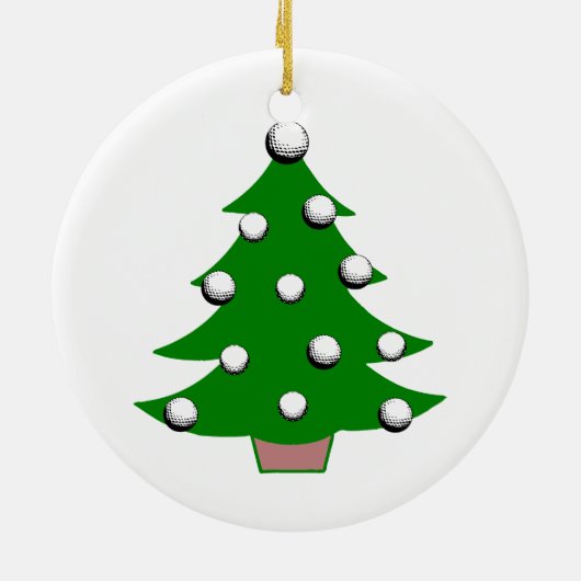 Golfball-Weihnachtsbaum Keramikornament (Hinten)