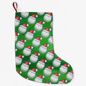 Golfball-Weihnachtshüte auf Grün Kleiner Weihnachtsstrumpf (Vorderseite)