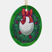 Golfball-WeihnachtsKranz auf Grün Keramik Ornament (Rechts)